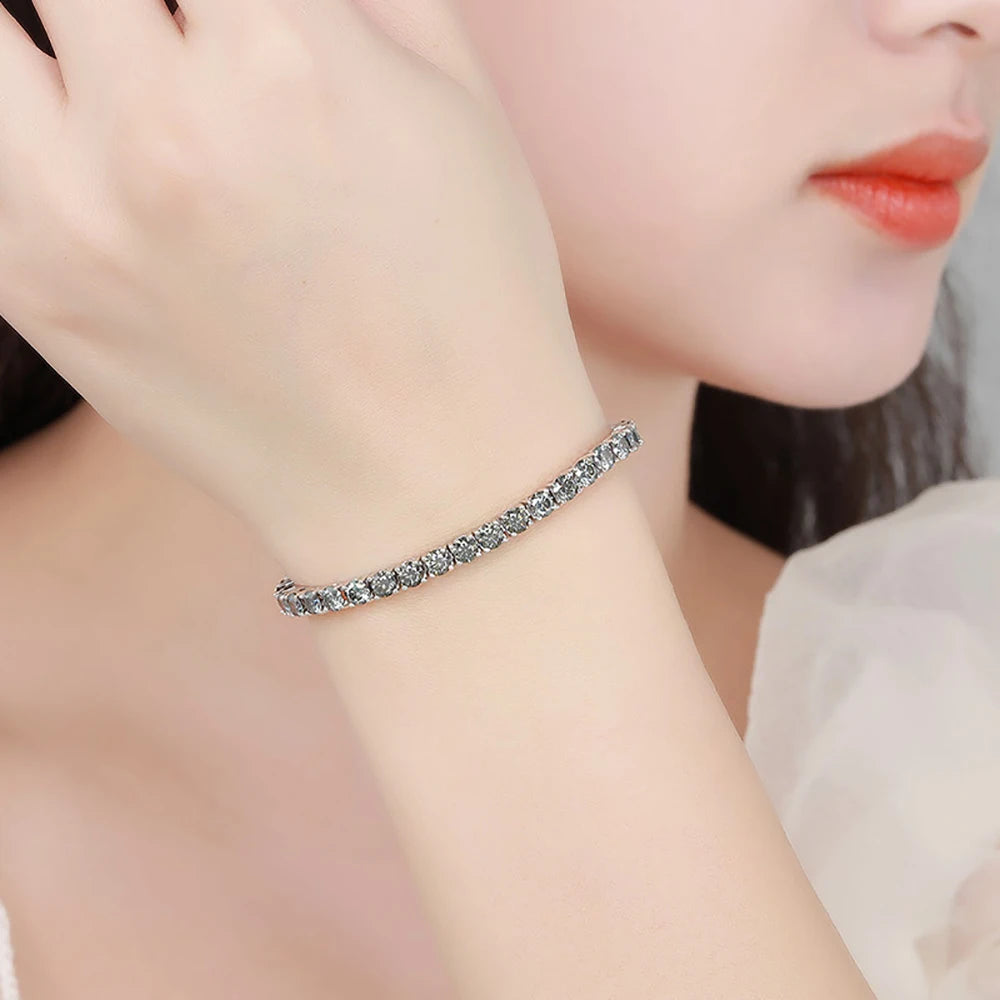 Pulsera tenis de moissanita gris
