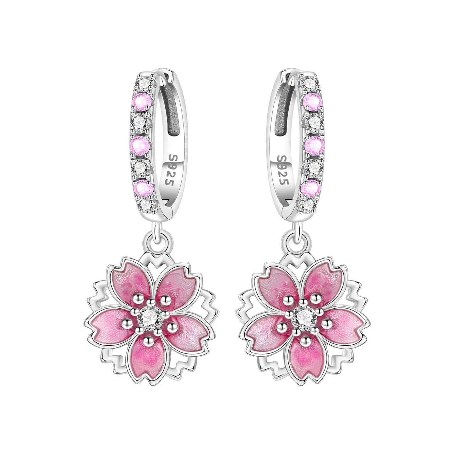 Pendientes de flor de cerezo rosa