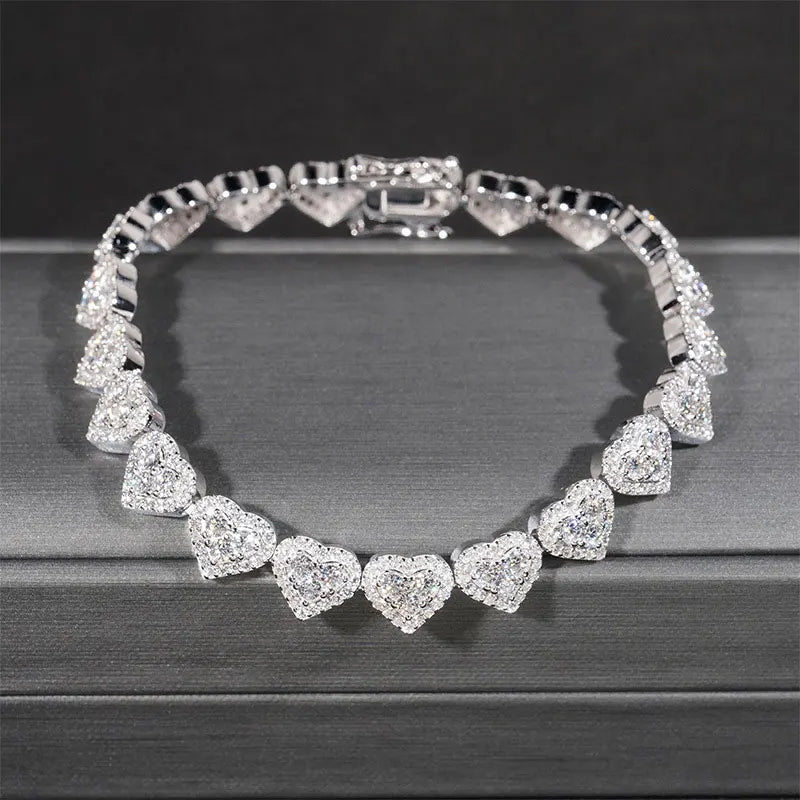 Cadena de moissanita diseño de corazón brillante