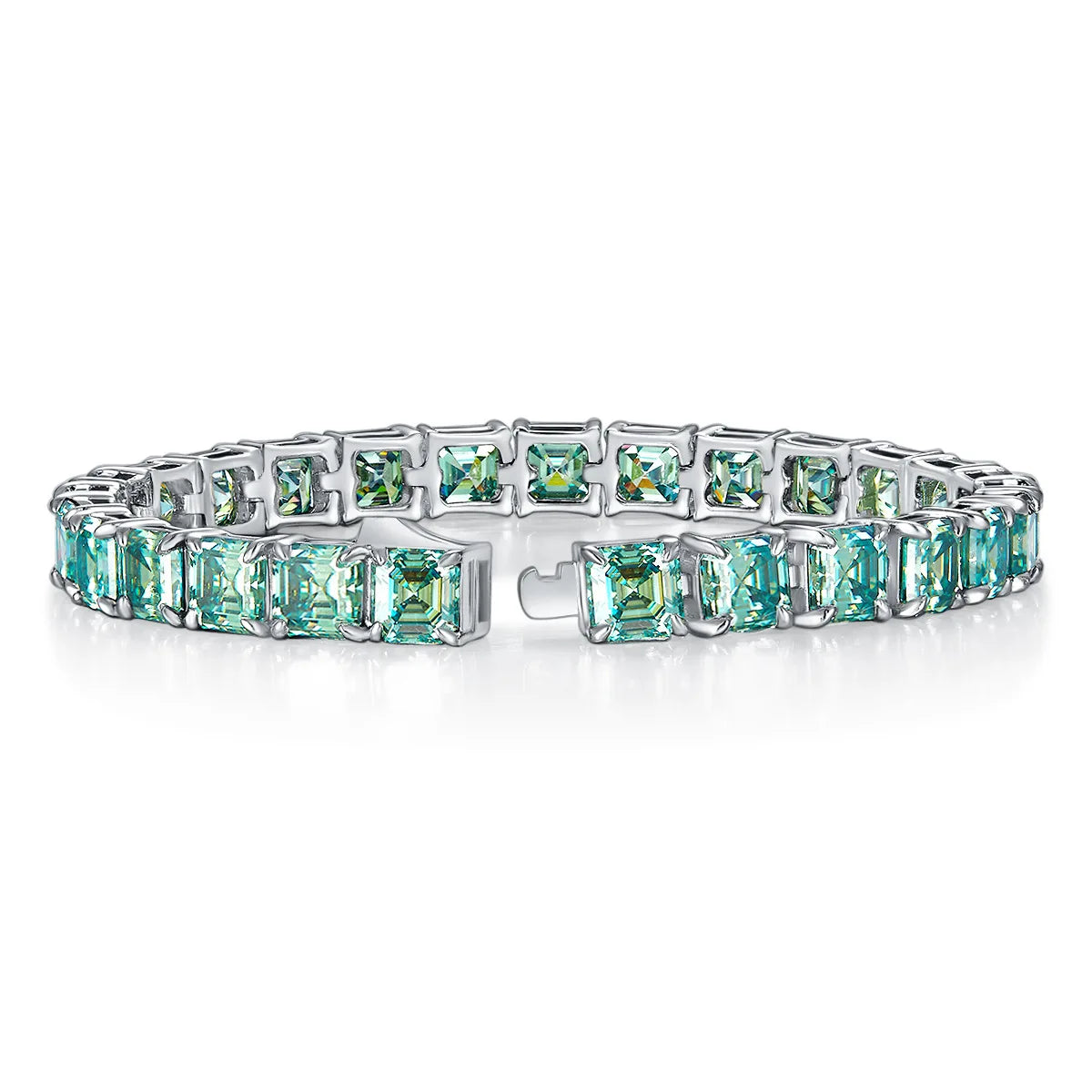 Pulsera de moissanita corte esmeralda de 5.5mm