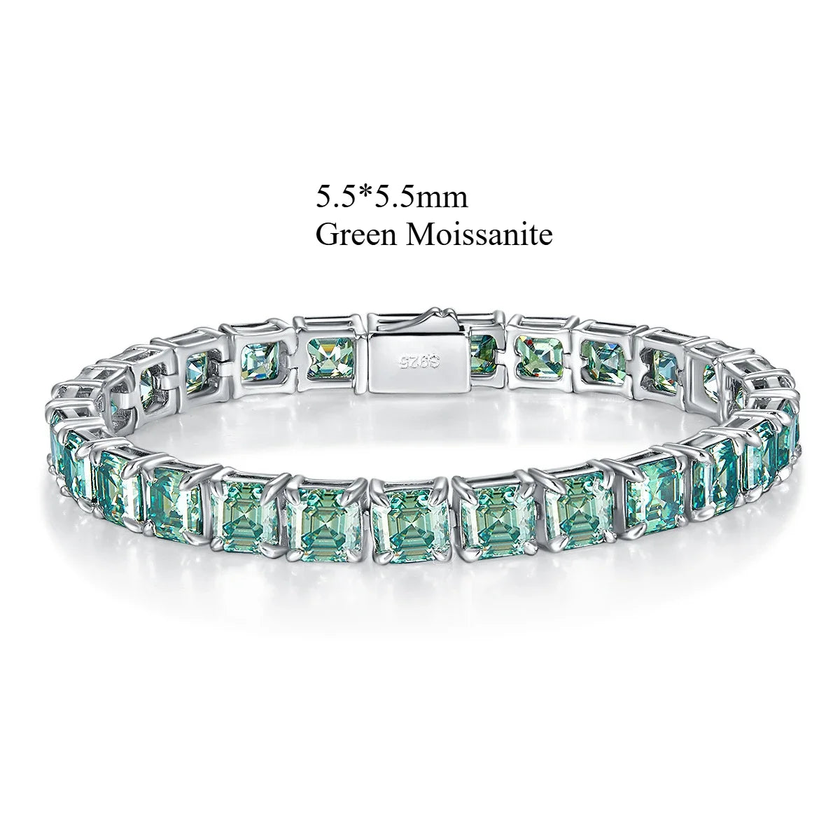 Pulsera de moissanita corte esmeralda de 5.5mm