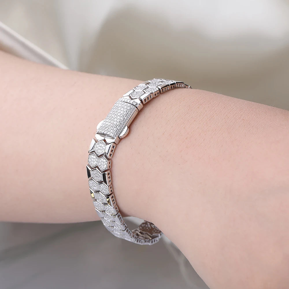 Pulsera de moissanita diseño de panal