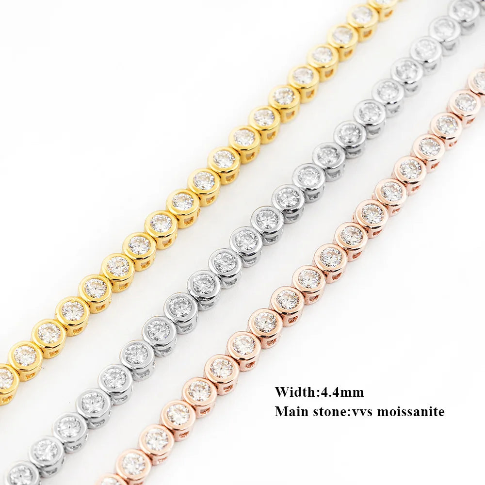 Cadena burbuja de moissanita 0.1ct de 3mm