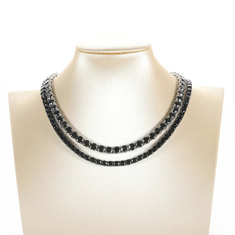 Collar tennis de moissanita negra de 3 - 6.5 mm