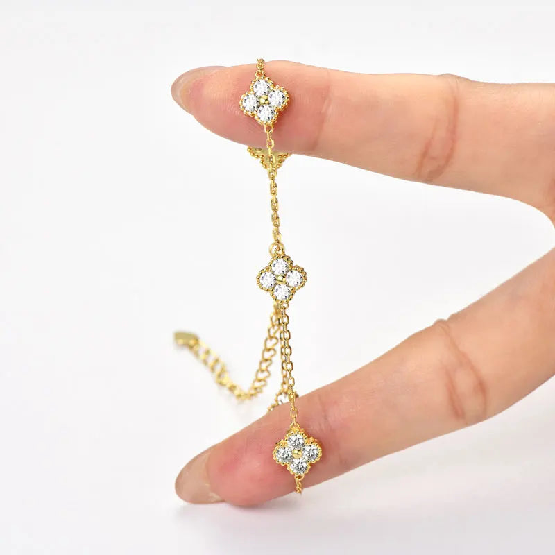 Pulsera de moissanita trébol de 3mm