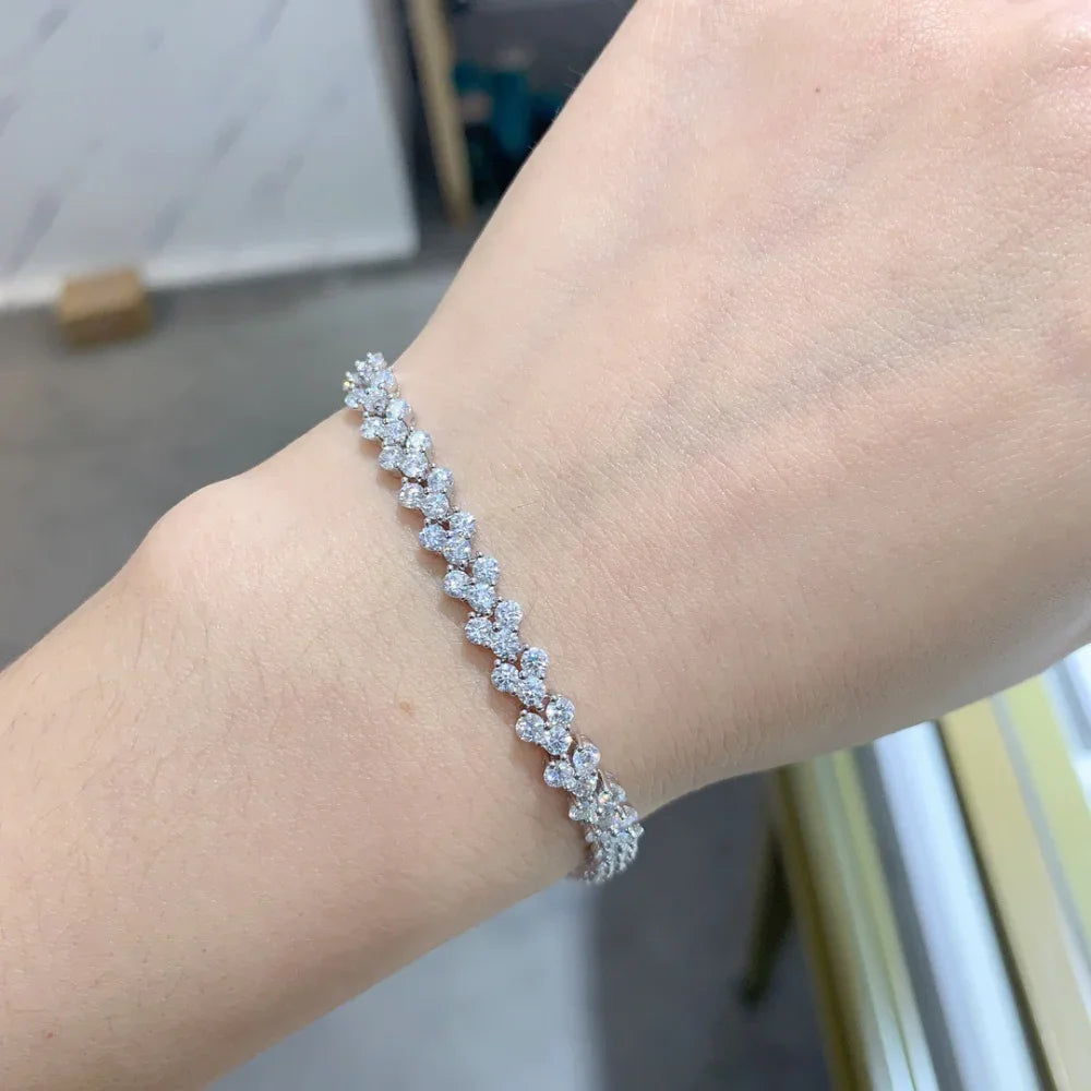 Pulsera de tenis de moissanita triple de 17cm