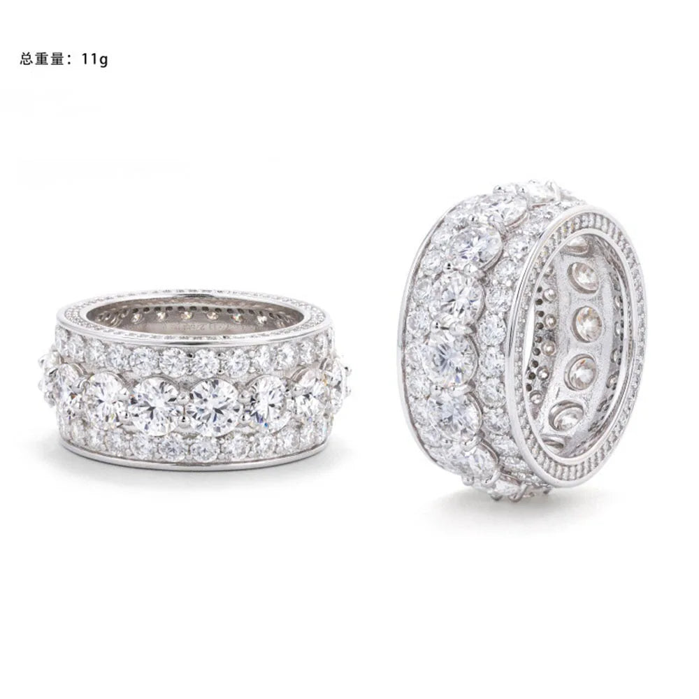 Anillo Ice Out de moissanita unisex