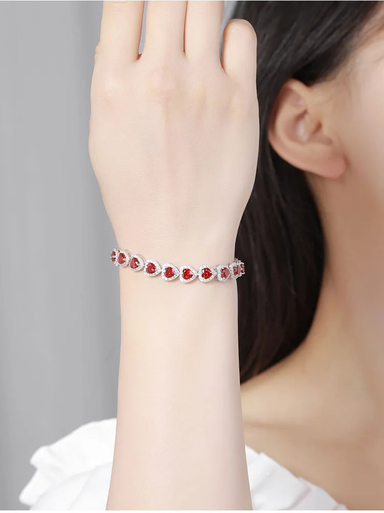 Pulsera de corindón rojo y platino PT950