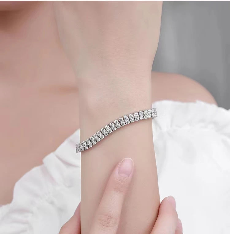 Pulsera tennis de doble fila de moissanita de 3mm