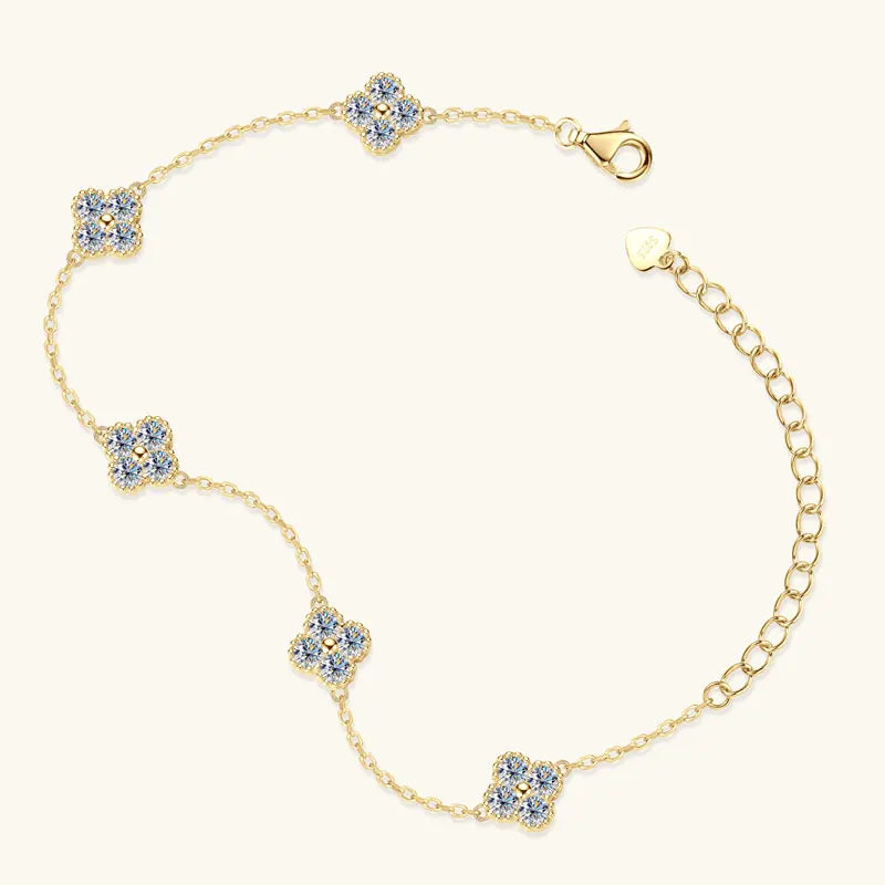 Pulsera de moissanita trébol de 3mm