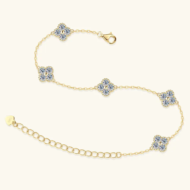 Pulsera de moissanita trébol de 3mm