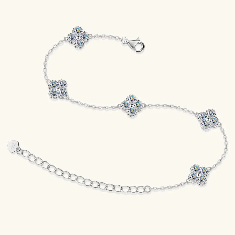 Pulsera de moissanita trébol de 3mm