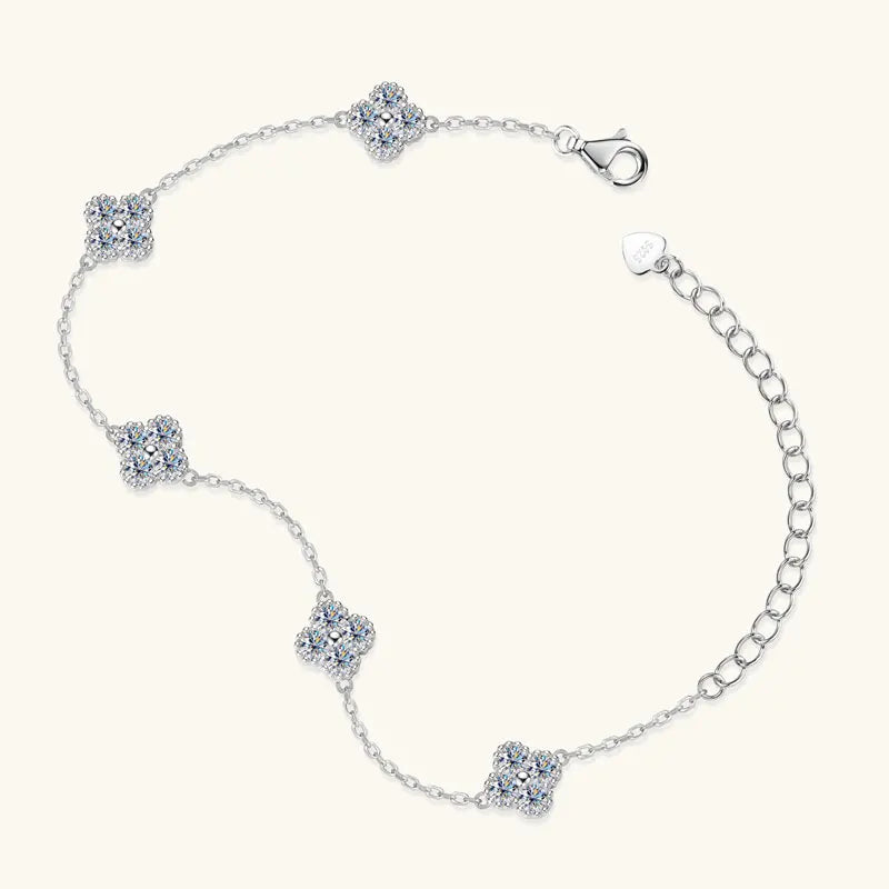 Pulsera de moissanita trébol de 3mm
