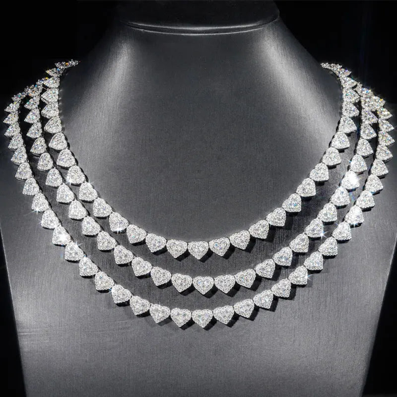 Cadena de moissanita diseño de corazón brillante