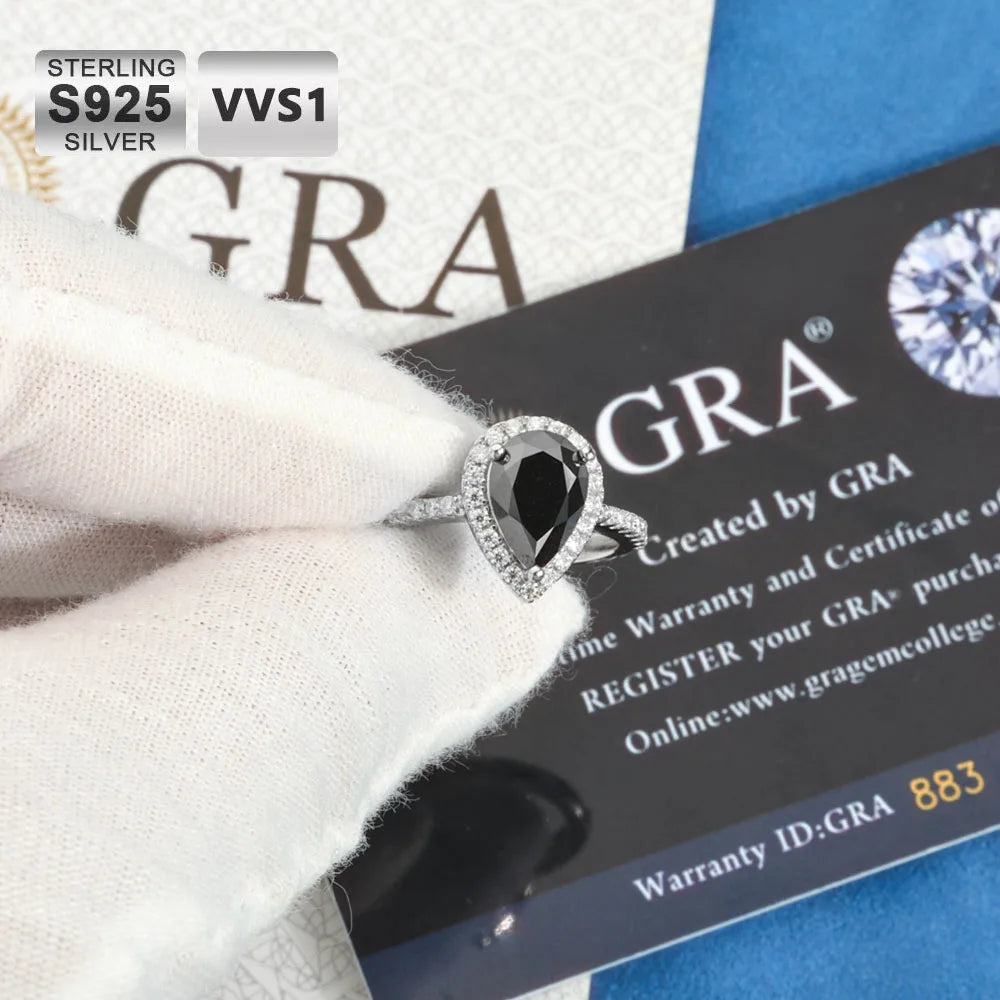 Anillo de moissanita negra de 2 quilates