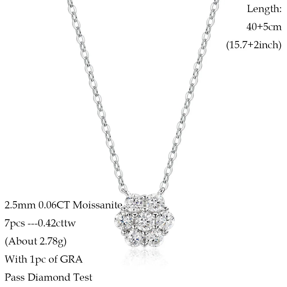Pulsera de flores de plata de ley 925 con moissanita
