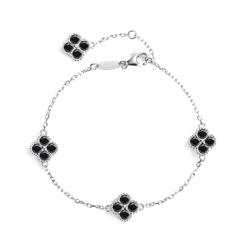 Pulsera ajustable de moissanita negra