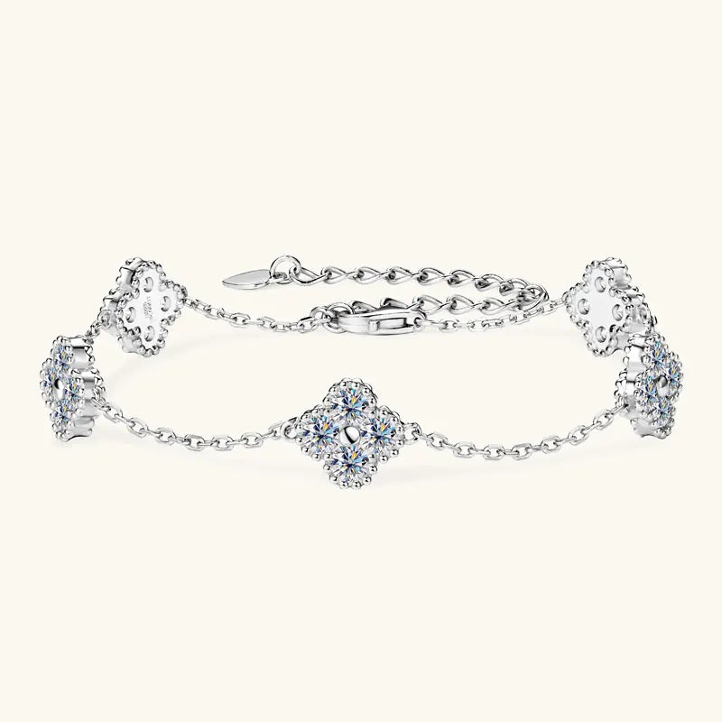 Pulsera de moissanita trébol de 3mm