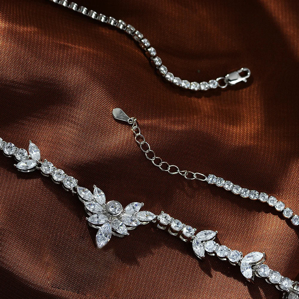 Collar de lujo con diamantes talla marquesa de 0,5 quilates para mujer