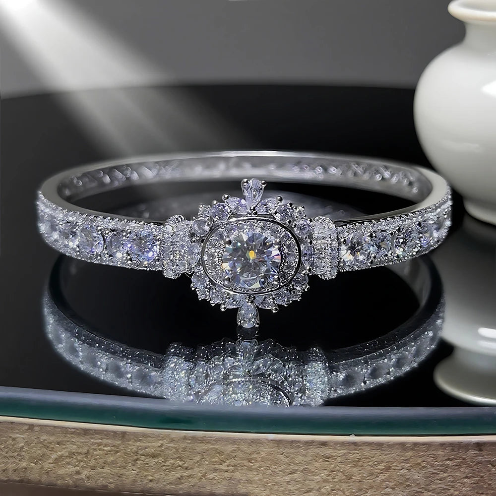 Pulsera para mujer de moissanita y circonita