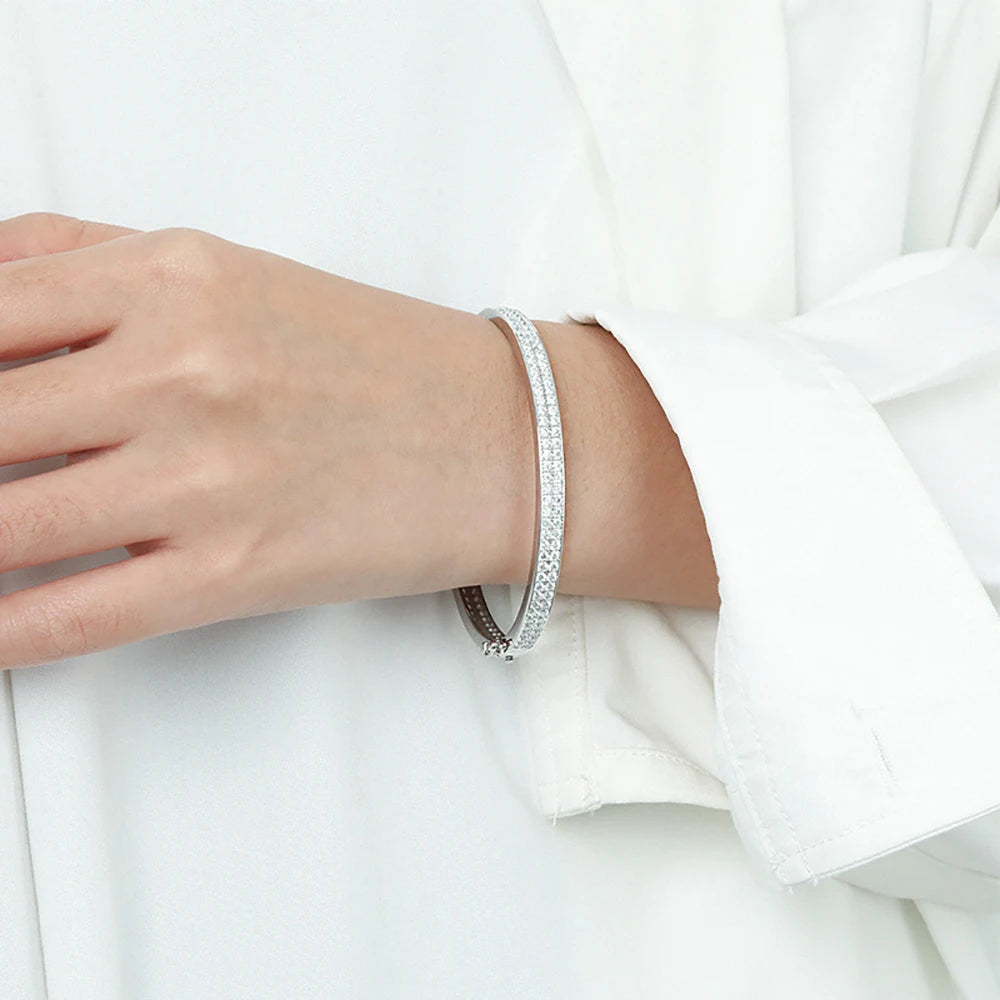 Aro de doble fila moissanita de 3mm