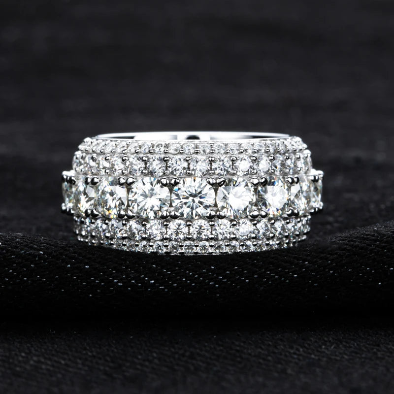 Anillo de diamantes ice out de moissanita, 8.46 quilates