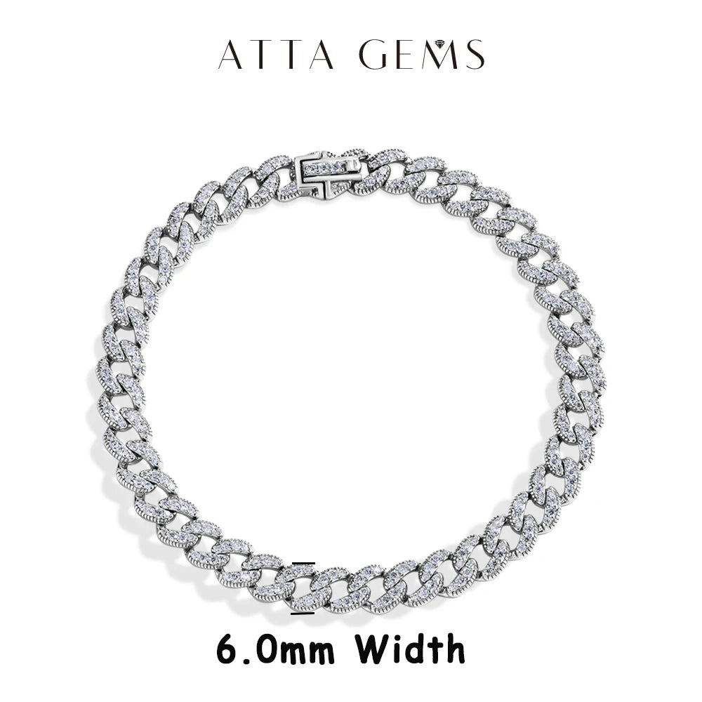 Cadena cubana de moissanita, Plata de Ley 925 chapada en oro de 18k