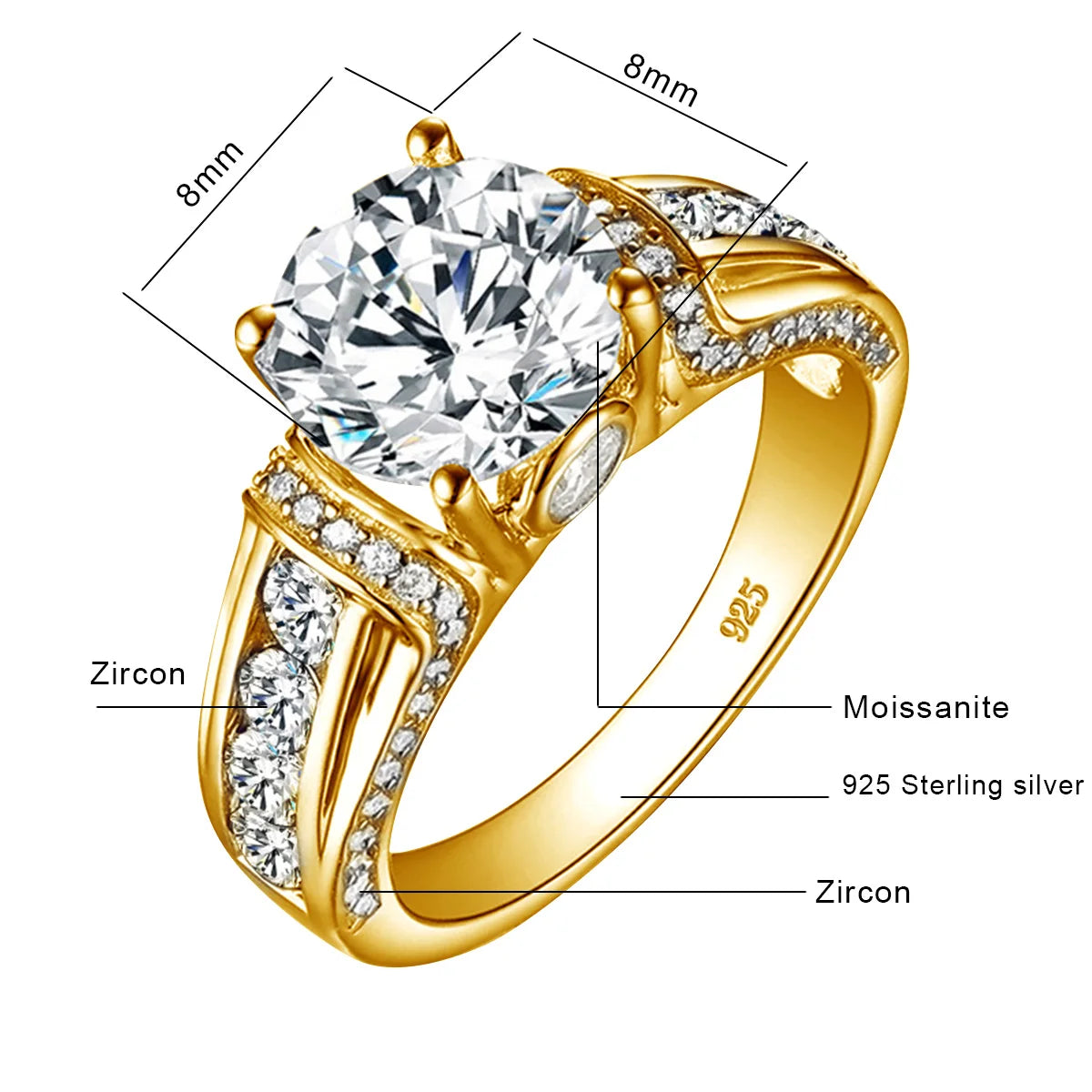 Anillo de compromiso moissanita de 2 quilates