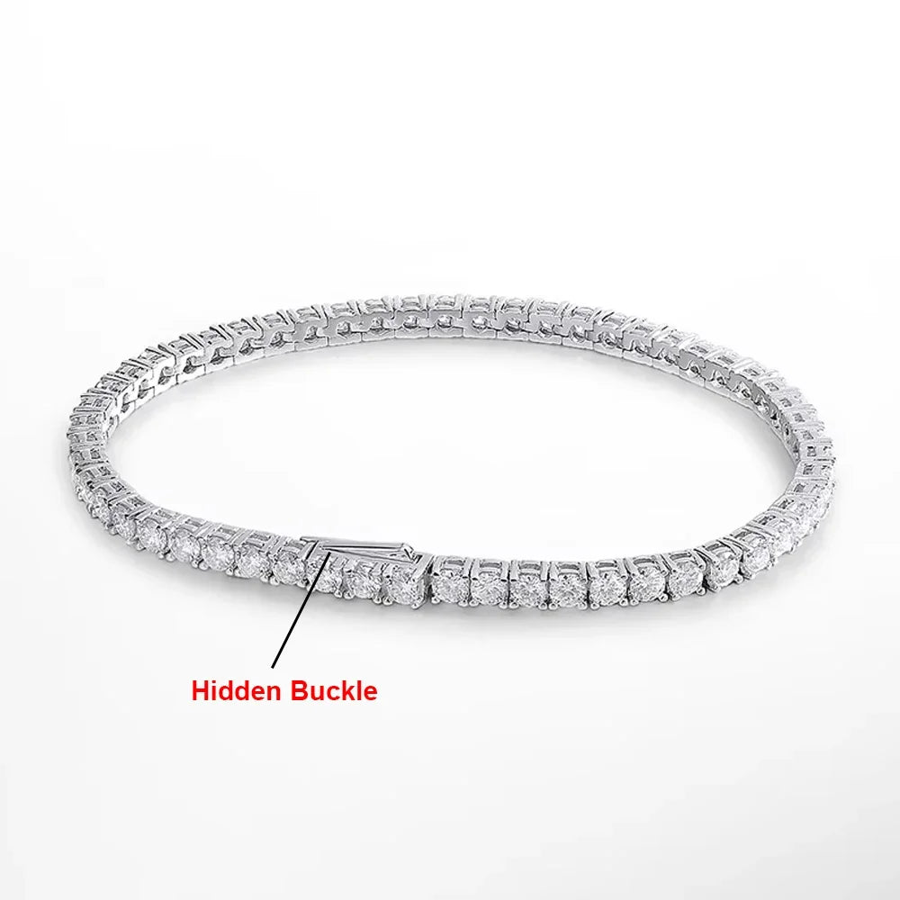 Pulsera tenis de moissanita 3/4mm, broche personalizable