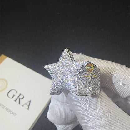 Anillo ice out estrella de moissanita vvs