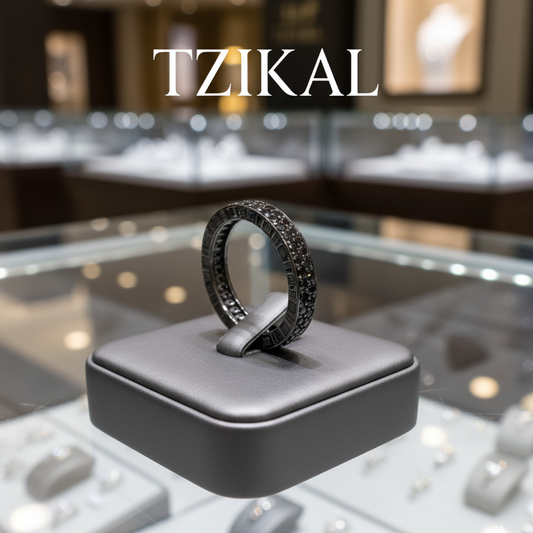 Anillo de plata con espinelas negras