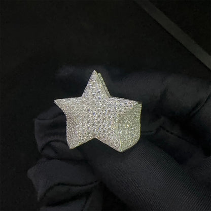 Anillo ice out estrella de moissanita vvs