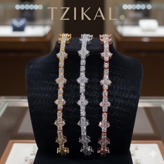 Pulsera tenis con cruz de diamantes de moissanita VVS