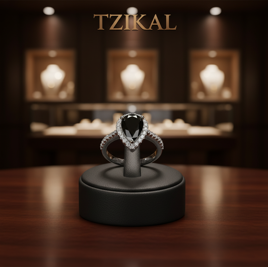 Anillo de moissanita negra de 2 quilates 