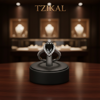 Anillo de moissanita negra de 2 quilates 