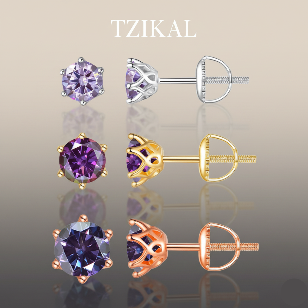 Aretes de moissanita 6 puntas