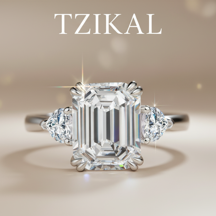 Anillo de Compromiso, Esmeralda con laterales 4ct