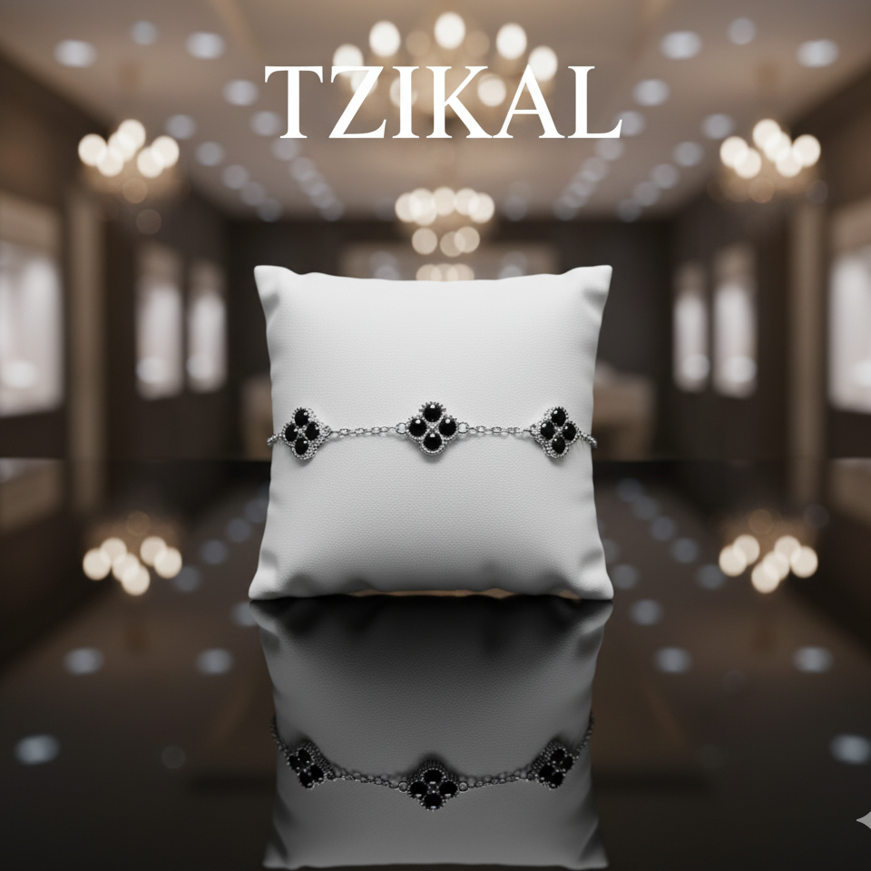 Pulsera ajustable de moissanita negra