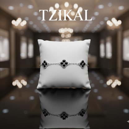 Pulsera ajustable de moissanita negra