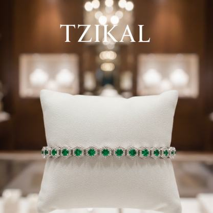 Nuevo brazalete de tenis de esmeralda cultivada en laboratorio de 2 mm,bisel hexagonal de panal