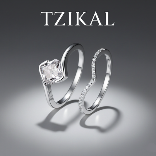 Conjunto de anillos de compromiso, moissanita con corte Asscher de 6x6mm