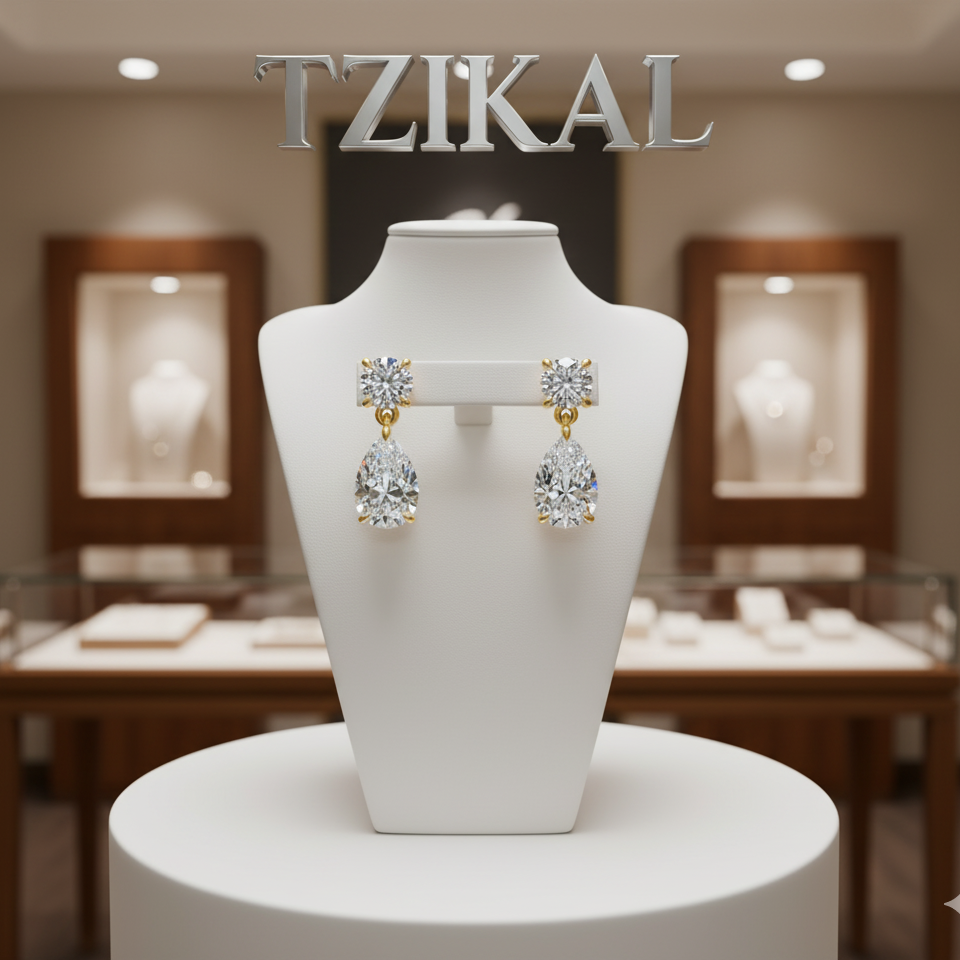 Pendientes de diamantes moissanita corte gota