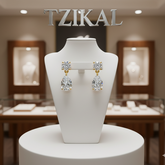 Pendientes de diamantes moissanita corte gota