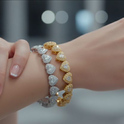 Pulsera con diseño de corazón con diamantes de moissanita VVS