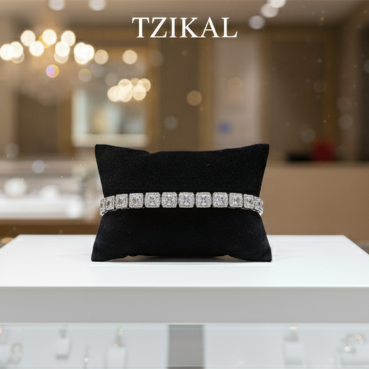 Pulsera tenis cuadrada de moissanita