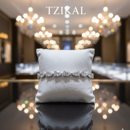 Pulsera de tenis de diamantes de moissanita con corte de perla de 3*5 mm