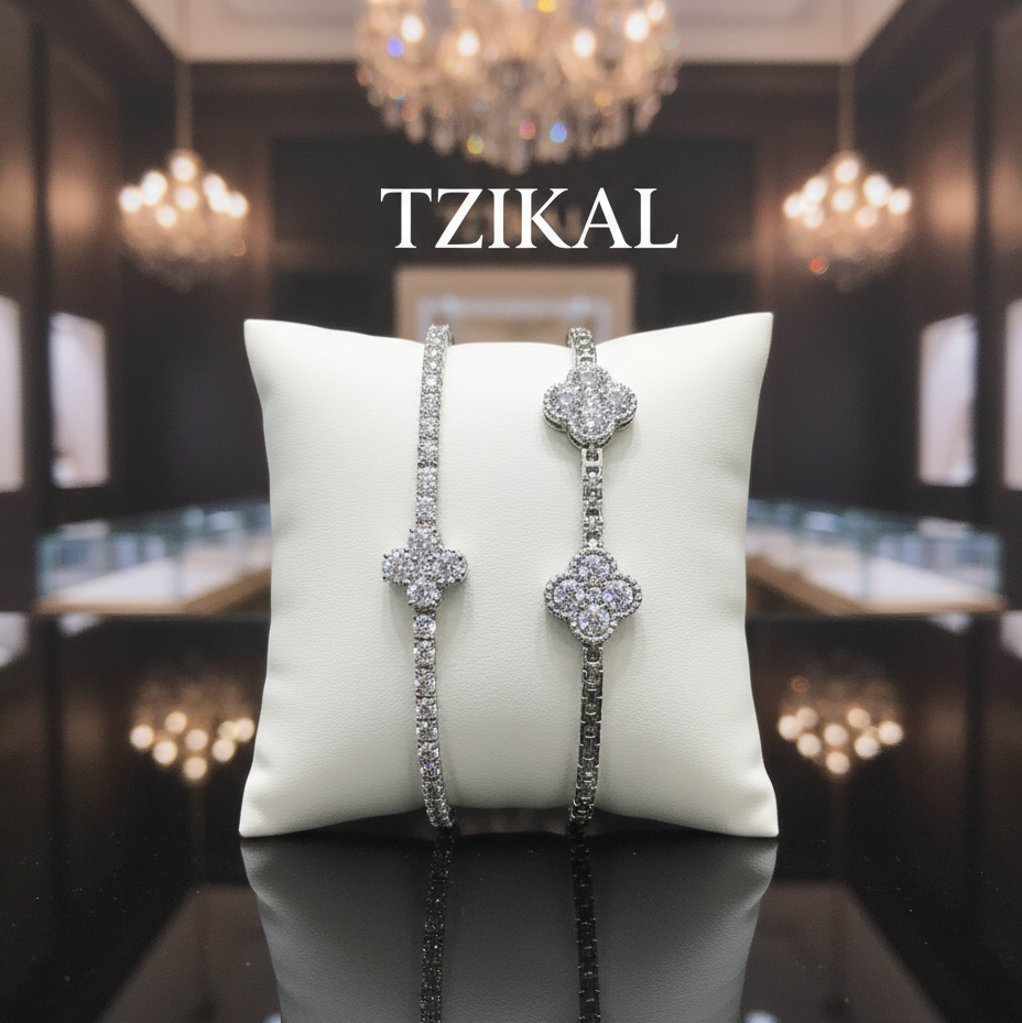 Pulsera de tenis de trébol de cuatro hojas de 12 mm y 3 mm