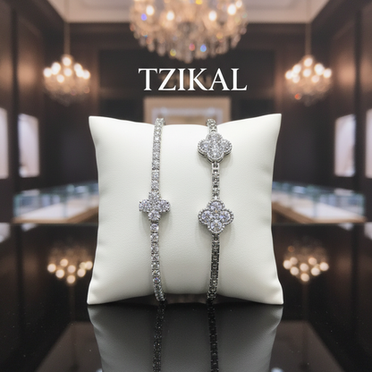 Pulsera de tenis de trébol de cuatro hojas de 12 mm y 3 mm