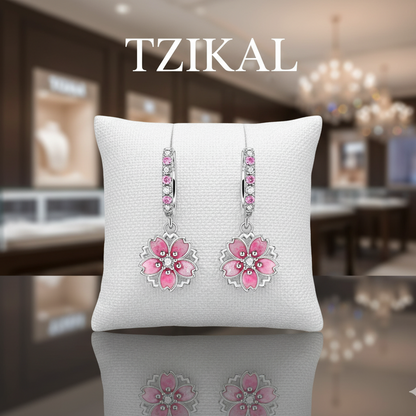 Pendientes de flor de cerezo rosa