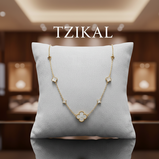 Gargantilla de plata S925 con diseño de trébol de cuatro hojas y hebra de conchas, estilo natural, regalo elegante para uso informal